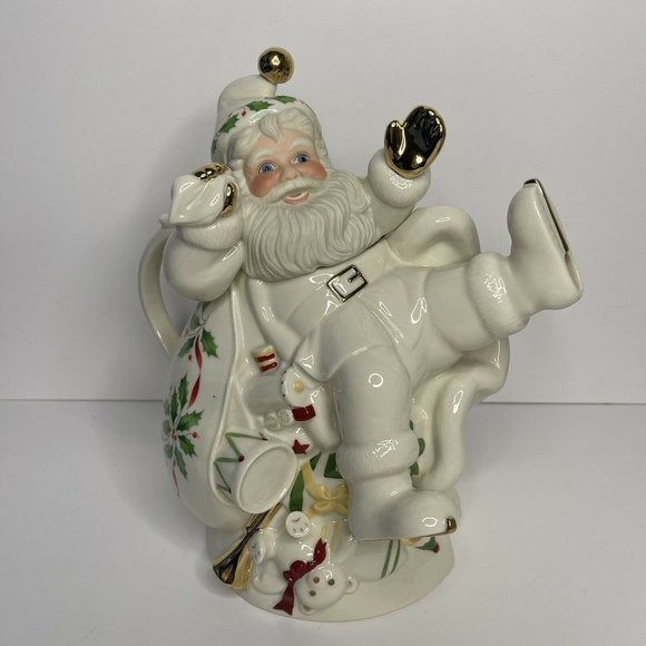 Lenox Retired Teapot Holiday Santa Christmas 10” Porcelain Beautiful
